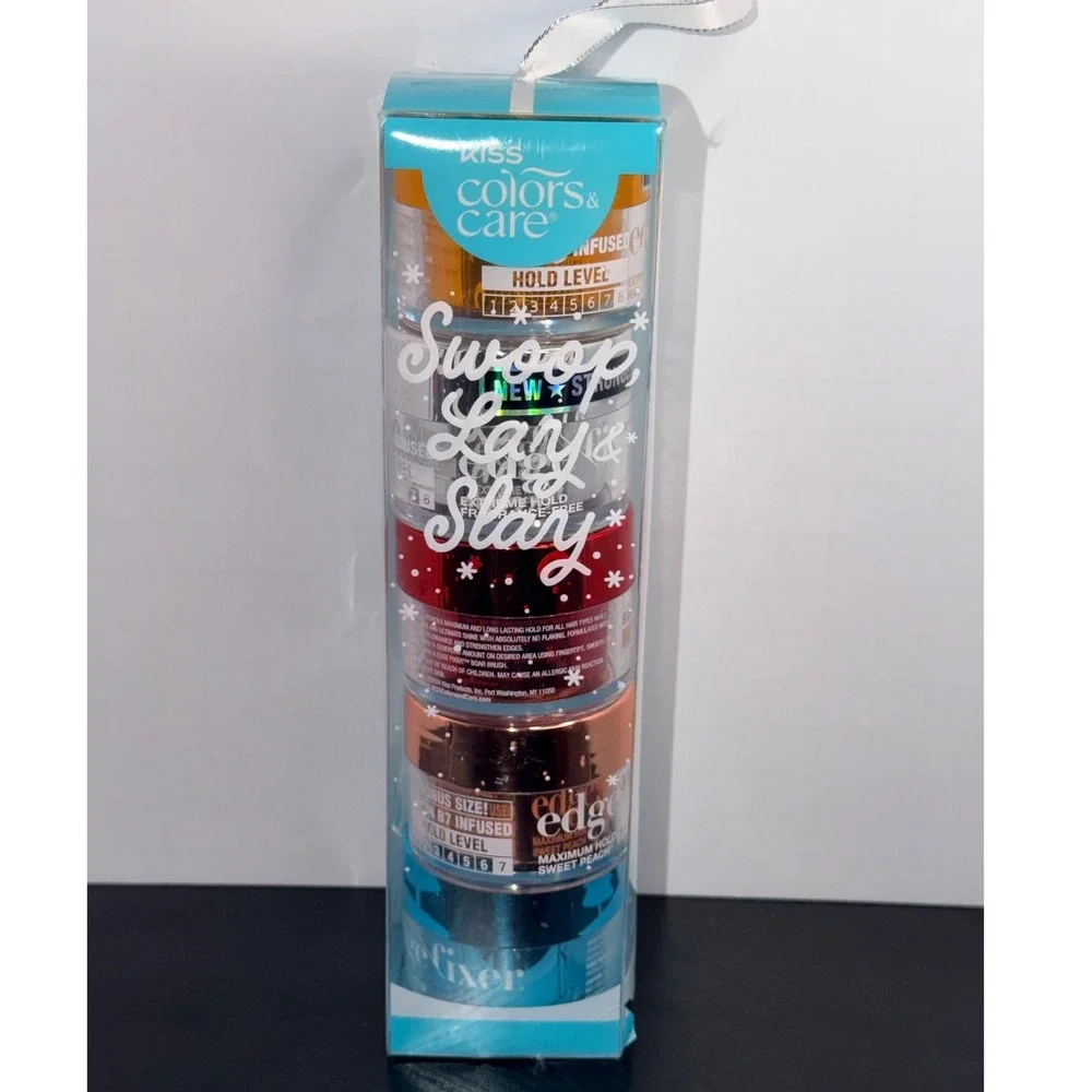 KISS Colors & Care Edge Fixer 24 Hour Assortment Set 5pc Holiday Gift Tower NEW